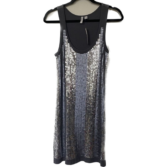 OLD NAVY Sequin Rayon Spandex Shift Grey Sleeveless Dress size XS - Picture 1 of 8